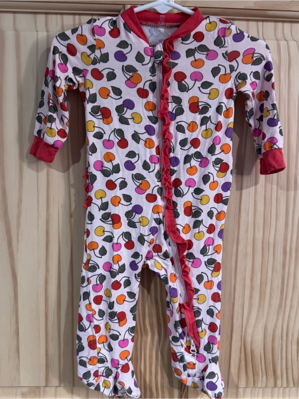 Milkberry Bamboo Fruit Cherry-Print Footed Pajama One-Piece Ruffle 0-3 months